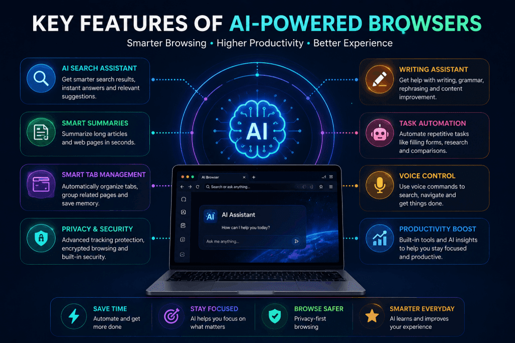 AI-powered browser features infographic
